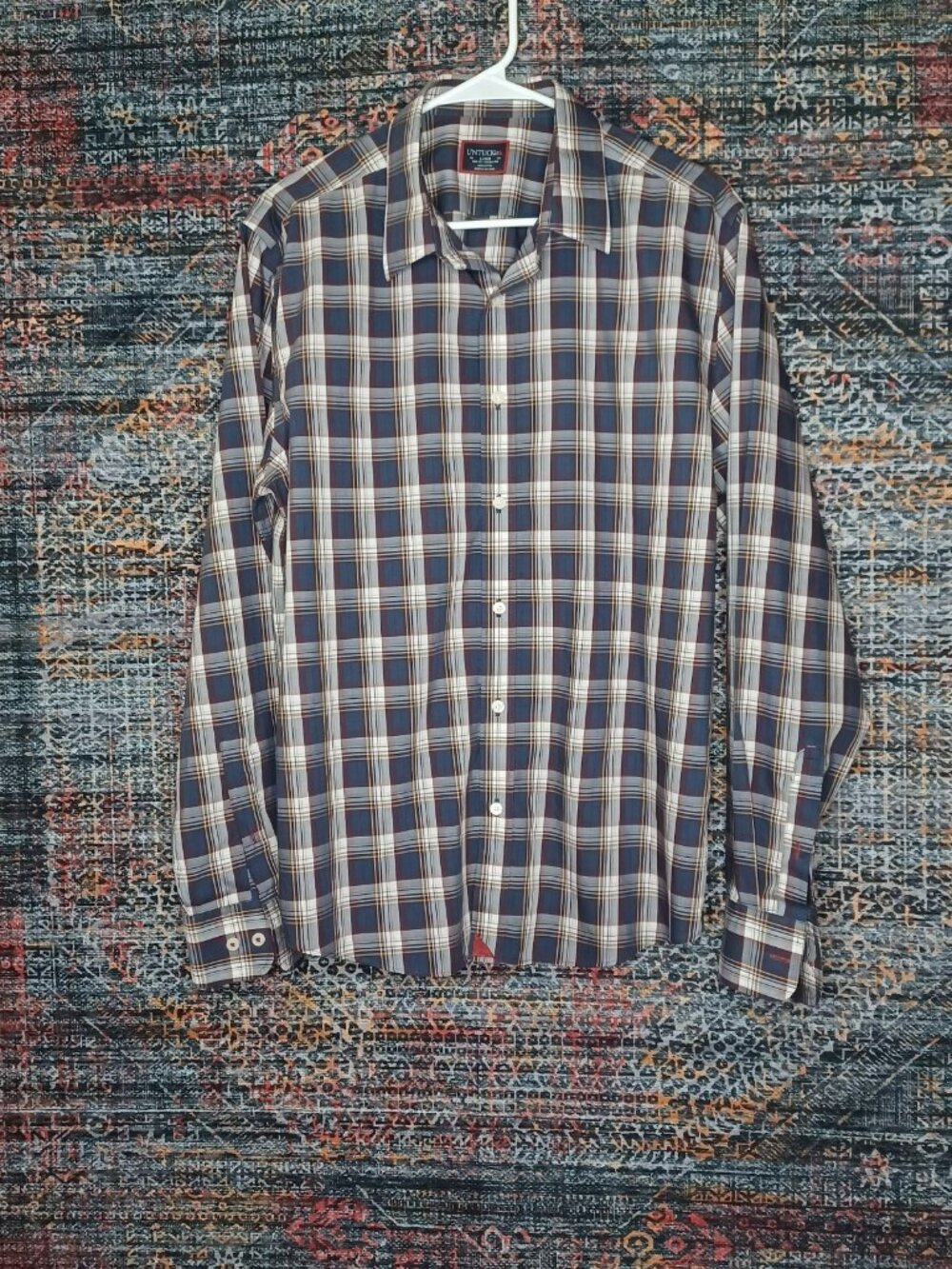 UNTUCKit mens colorful plaid slim fit wrinkle free button shirt L EUC